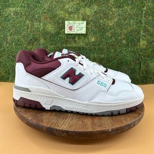 New Balance 550 White and Maroon Sneakers